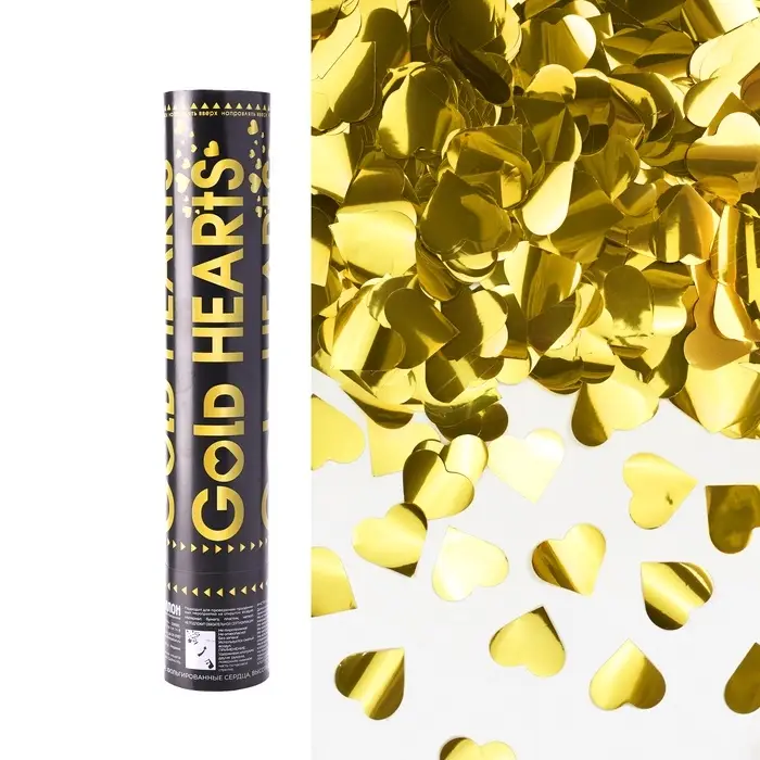 Хлопушка пневматическая Хлопушка пневматическая "Сердца" фольга, золото, металлик, (12/30 см)
