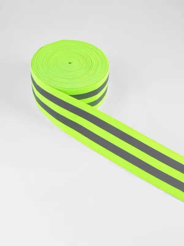 Светоотражающая лента-резинка, 50 мм, 10 &plusmn; 1 м, цвет салатовый