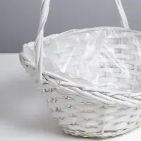 Корзина плетёная для хранения, лоза, с ручкой, овальная, со вставкой, серая, набор 3 шт.