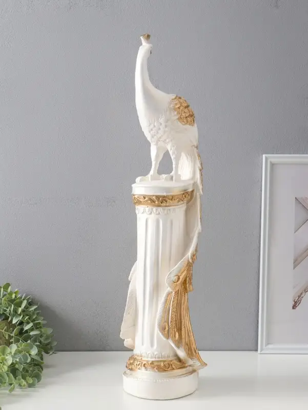 Колонна "Жар-птица" белый с золотом, 67х16х16 см