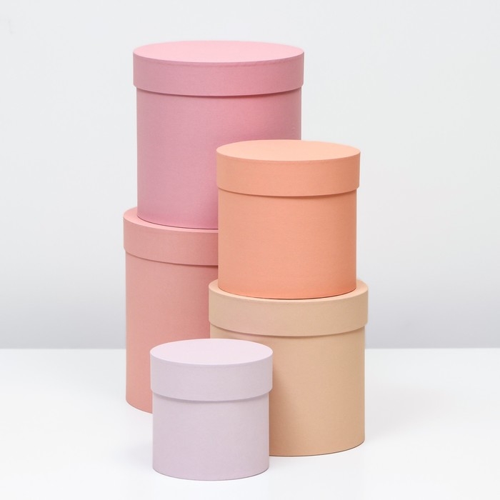 Набор круглых коробок 5 в 1  Набор круглых коробок 5 в 1 "Рассвет" 23 х 23 х 25 - 15 х 15 х 15 см