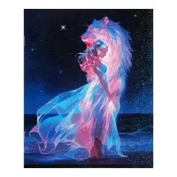 Комплект тетрадей из 5 штук 48 листов в клетку Calligrata TOP &laquo;Девушка и лев&raquo;, обложка мелованный картон, голографическая ламинация, блок офсет