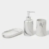 Набор аксессуаров для ванной комнаты &laquo;Сила&raquo;, 3 предмета, мыльница, дозатор для мыла 350 мл, стакан, серый