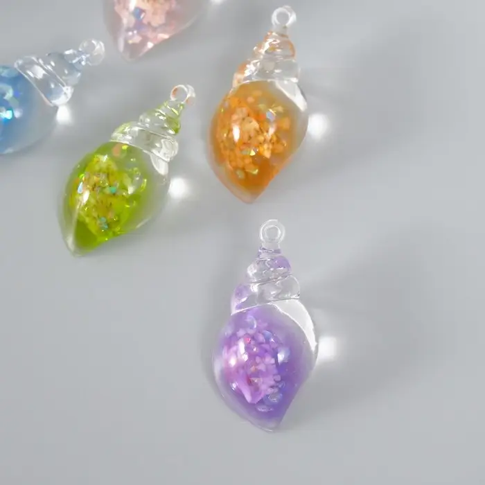 Подвеска для творчества акрил "Морская ракушка" светится в темноте МИКС 1,8х3,7х1,3 см