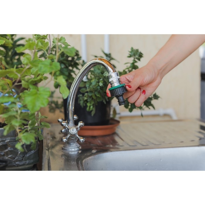 Штуцер, внутренняя резьба 1/2 Штуцер, внутренняя резьба 1/2"–3/4"–1", быстросъёмное соединение, пластик, Greengo