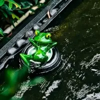 Садовая фигура 14 х 13 х 9,5 см "Лягушка в шине" Водоплавающая Садовая фигура 14 х 13 х 9,5 см "Лягушка в шине" Водоплавающая