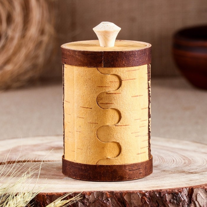 Туес Туес "Бабочки в цветах", круглый, 9х9х15 см, береста