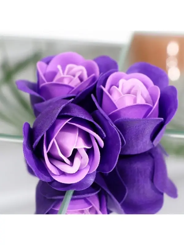 Мыльные розочки, фиолетово-белые, набор 24 шт., в коробке