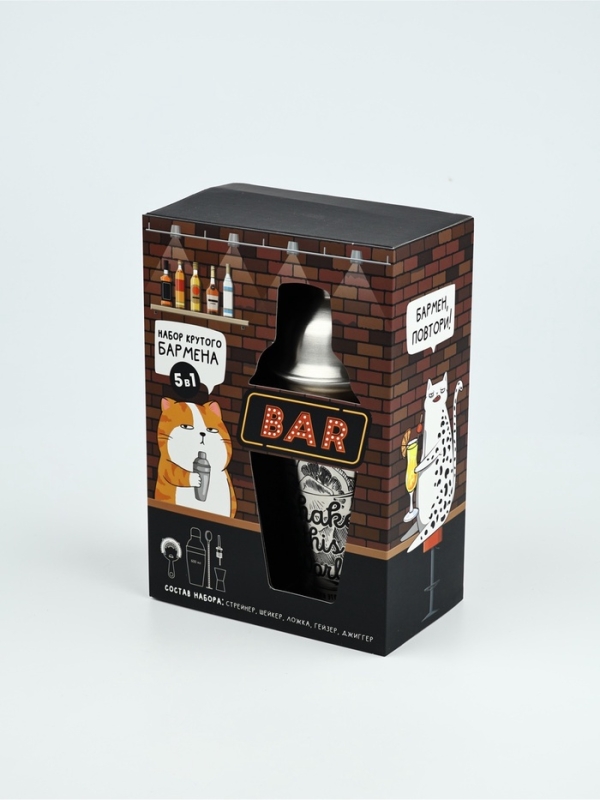 Набор для приготовления коктейлей "Бармен повтори", 5 предметов