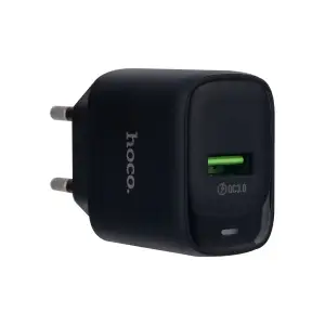 Переходник сетевого зарядного устройства C140A HOCO на USB QC3.0 18W черный