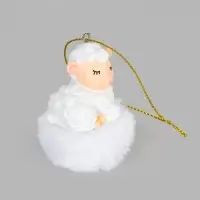 Ёлочное украшение с пушком "Барашек на снежке", 7х3,9*2,9см