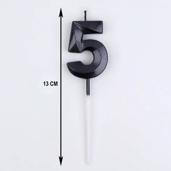 Свеча в торт на шпажке «Цифра 5», черная, 5 см Свеча в торт на шпажке «Цифра 5», черная, 5 см