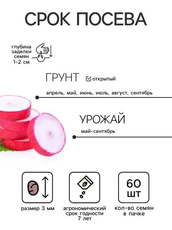 Семена Редис "Селеста  F1", 60 шт
