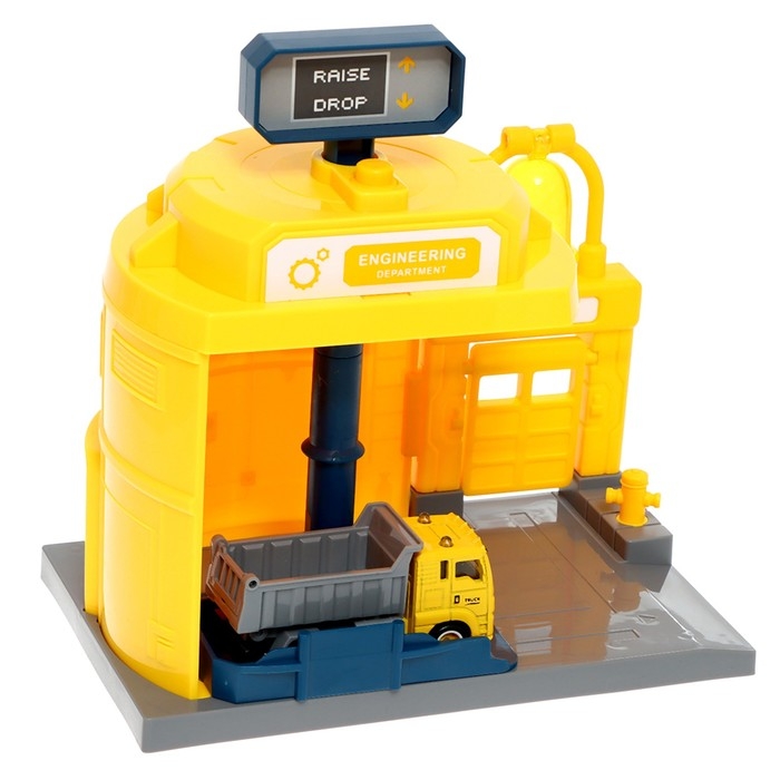 Парковка &laquo;Строительный лифт&raquo;, с подъёмом, машинка опускается с кнопки, звонит колокол, МИКС