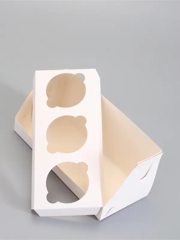 Коробка кондитерская складная под 3 капкейка, белая, 24&times;10&times;10 см