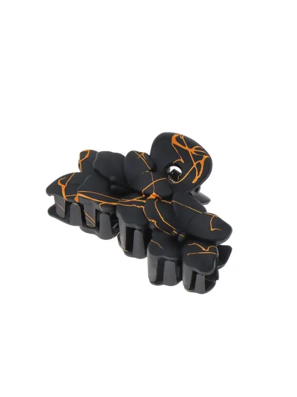 Крабик для волос &laquo;Классик&raquo; цветы, 7&times;4.5 см, матовый, чёрно-золотой