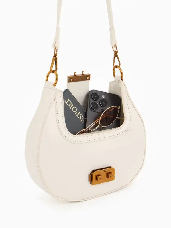 Сумка женская багет TEXTURA на молнии, 24&times;6.5&times;13 см, молочная