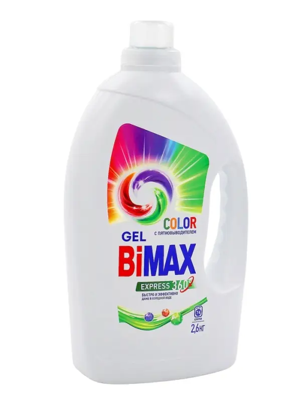 Жидкое средство для стирки BiMax Color, гель, для разноцветных тканей, 2.6 л