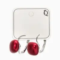 Серьги пластик "Майорика" квадрат, цвет бордовый в серебре