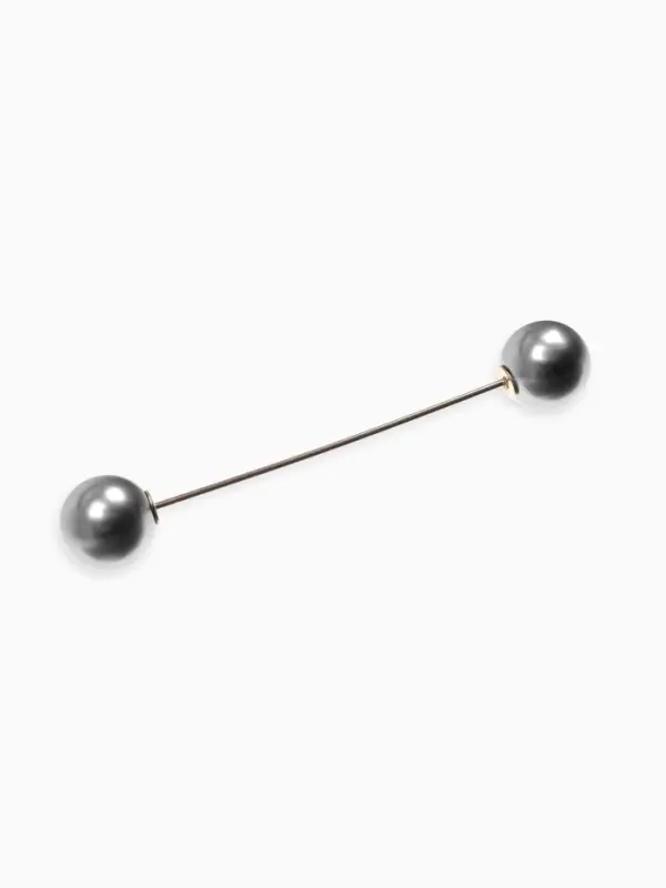 Булавка &laquo;Две жемчужины&raquo;, 7 см, серая в золоте