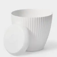 Горшок для цветов Ribbed, 1 л, d=15 см, h=13 см, пластиковый, с поддоном, белый