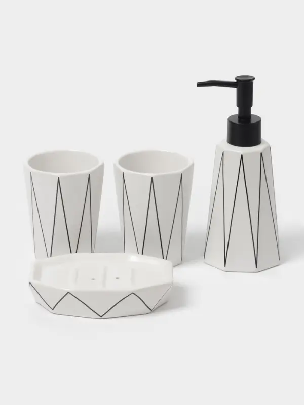 Аксессуары для ванной &laquo;Локо&raquo;, 4 предмета, дозатор для мыла 280 мл, мыльница, 2 стакана 250 мл, белые