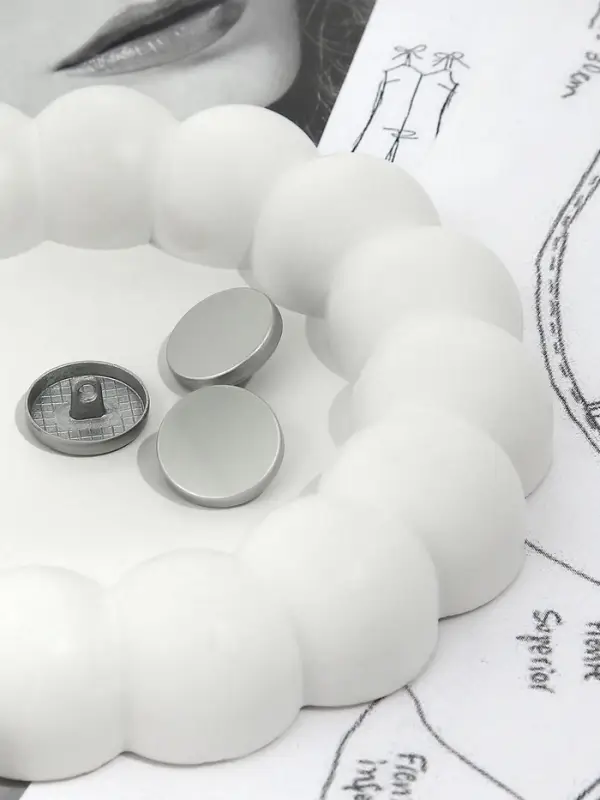 Набор металлических пуговиц на ножке, d=18 мм, 10 шт., цвет серебряный матовый