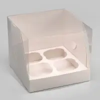 Коробка для 4 капкейков, белая 16&times;16&times;14 см
