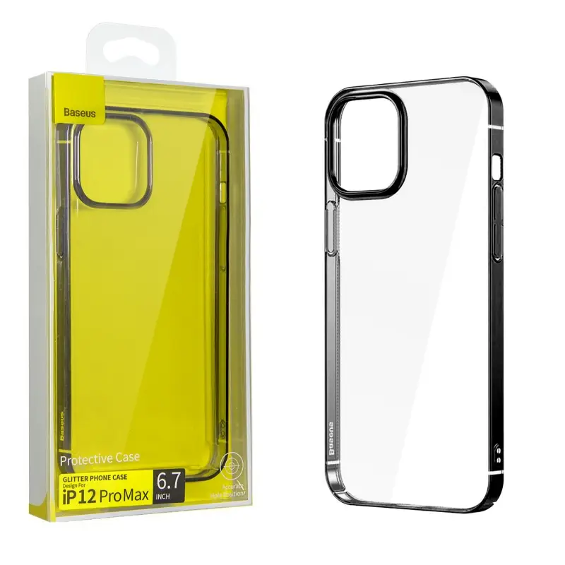 Чехол iPh 12 Pro Max (6.7) Baseus Glitter Case с рамкой черный