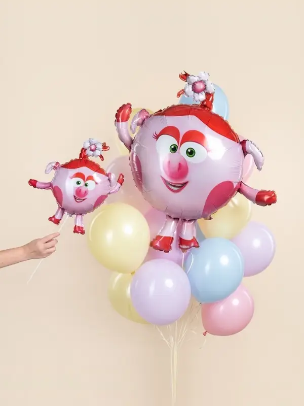 Воздушный шар фольгированный 17" &laquo;Нюша. Смешарики&raquo;, набор 5 шт.