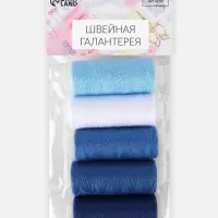Нитки, 40/2, 200 м, набор 5 шт., синие