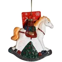 Ёлочная игрушка &laquo;Блеск праздника. Лошадка с подарками&raquo;, 12&times;12.5 см, белая