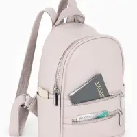 Рюкзак-мини женский на молнии, с карманом, размер 22&times;12&times;25 см, бежевый