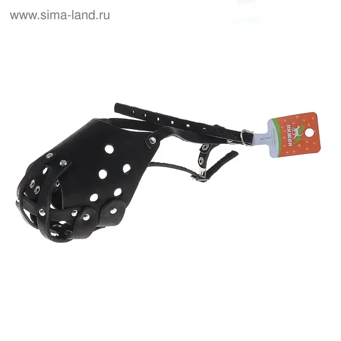 Намордник кожаный цельнокроенный, питбультерьер, ДН 8 см, ОМ 30 см, чёрный