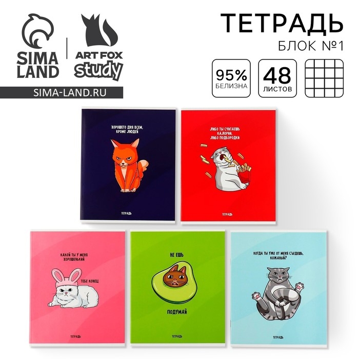 Тетрадь в клетку, 48 листов А5 на скрепке МИКС «1 сентября: Котики», обложка мелованный картон 230 гр внутренний блок №1, белизна 96% Тетрадь в клетку, 48 листов А5 на скрепке МИКС «1 сентября: Котики», обложка мелованный картон 230 гр внутренний блок №1, белизна 96%