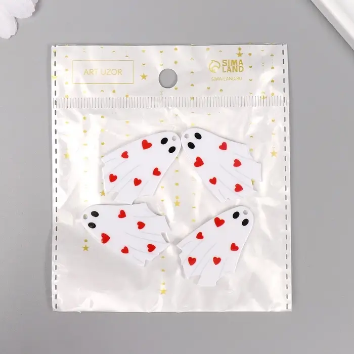 Декор для творчества акрил Декор для творчества акрил "Привидение с сердечками" 3,7х2,6х0,2 см