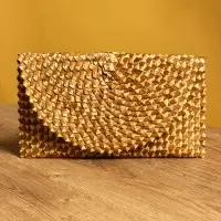 Сумка клатч плетёная из пальмового листа, 28×16×2 см, золотистая Сумка клатч плетёная из пальмового листа, 28×16×2 см, золотистая