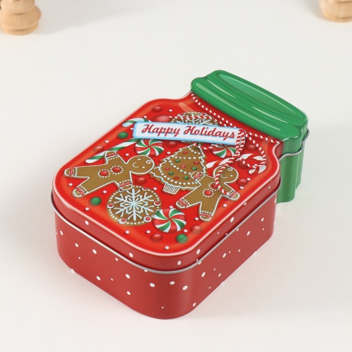 Шкатулка металл Шкатулка металл "Банка с печеньем" красная 15,5х10х5,5 см