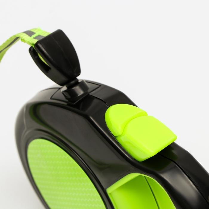 Рулетка Рулетка "Пижон" светоотражающая, 8 м, до 50 кг, трос, прорезиненная ручка, зелёная