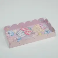 Коробка для печенья, кондитерская упаковка с PVC крышкой, &laquo;Яркие сладости&raquo;, 21 х 10.5 х 3 см