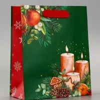 Пакет подарочный новогодний ламинированный с тиснением &laquo;Уют&raquo;, люкс, 18&times;22.3&times;10 см