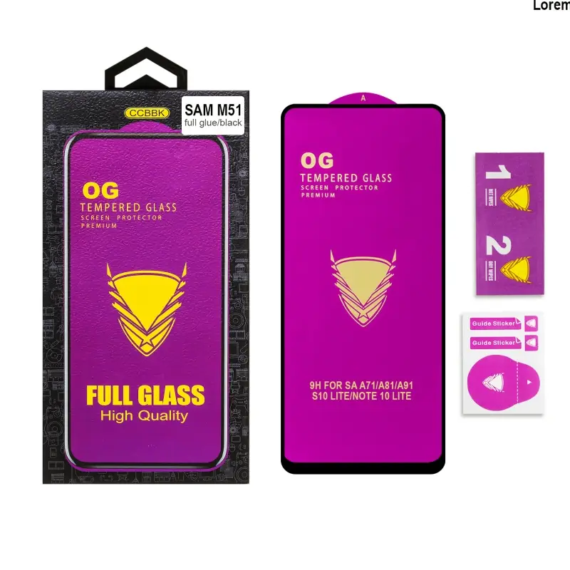 Защитное стекло для Samsung A71/M51/S10 Lite/Note 10 Lite OG 3D черные