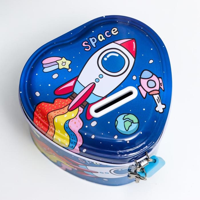 Копилка металл с замочком Копилка металл с замочком "Космос и облака" МИКС 9х11,5х11 см