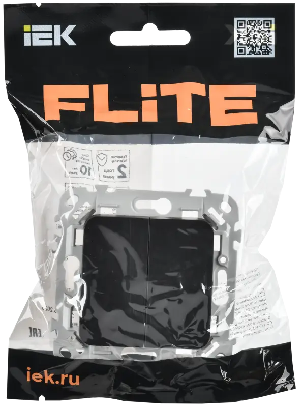 FLITE Выключатель 1-клавишный 10А ВС11-1-0-ФлЧ черный IEK