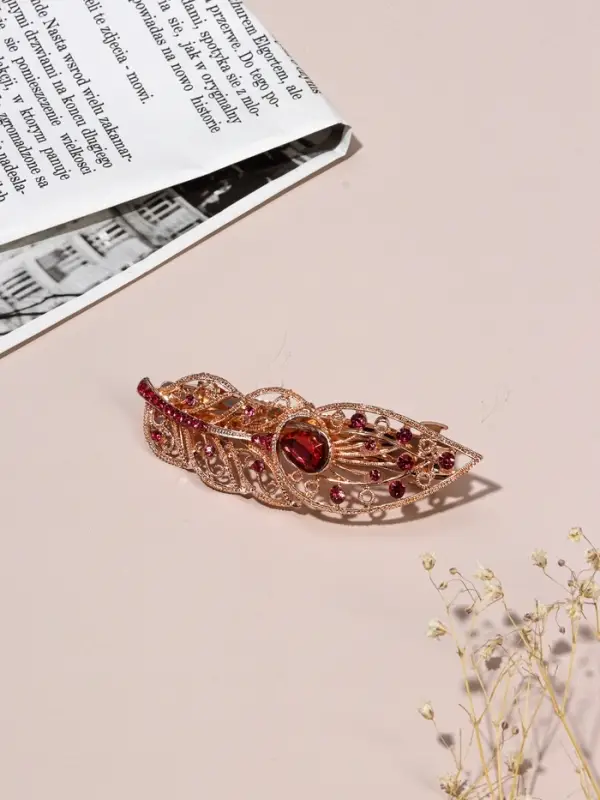 Заколка-автомат для волос QF &laquo;Маргарет&raquo;, листочек, 9 см, золото