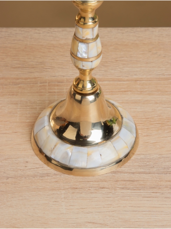 Подсвечник на 3 свечи, латунь с перламутром 9х27,5х29 см 691 гр