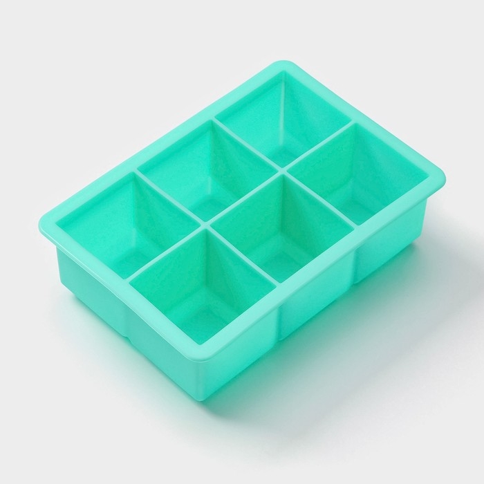 Форма для льда Доляна «Кубик», силикон, 16,5×11,5×5 см, 6 ячеек (5×5 см), цвет бирюзовый Форма для льда Доляна «Кубик», силикон, 16,5×11,5×5 см, 6 ячеек (5×5 см), цвет бирюзовый