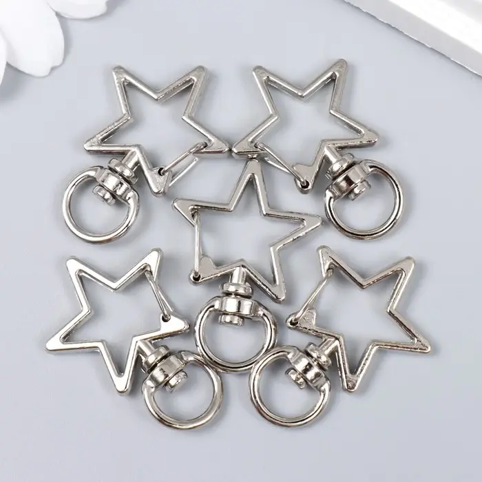 Карабин металл с кольцом Карабин металл с кольцом "Звезда" серебро 3,4х2,3 см