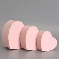 Набор подарочных коробок 3 в 1 сердца, пастельный розовый, 22&times;20&times;9; 18.5&times;17&times;7.5; 16&times;14&times;6 см