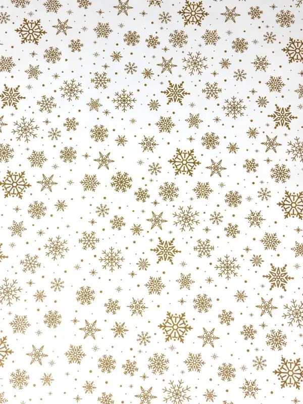 Бумага упаковочная крафт, Бумага упаковочная крафт, "Снежинки", на белом 75гр/м² 0,72 х 10 м